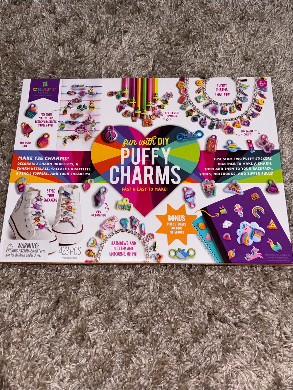 Puffy Charms DIY Kit for Kids - Arts and Crafts necklaces elastic bracelets